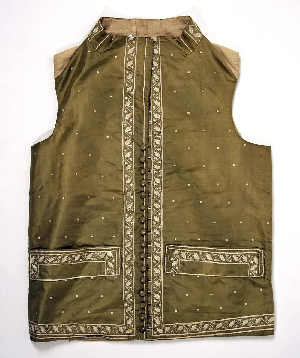 Gilet Versailles, vert olive brodé